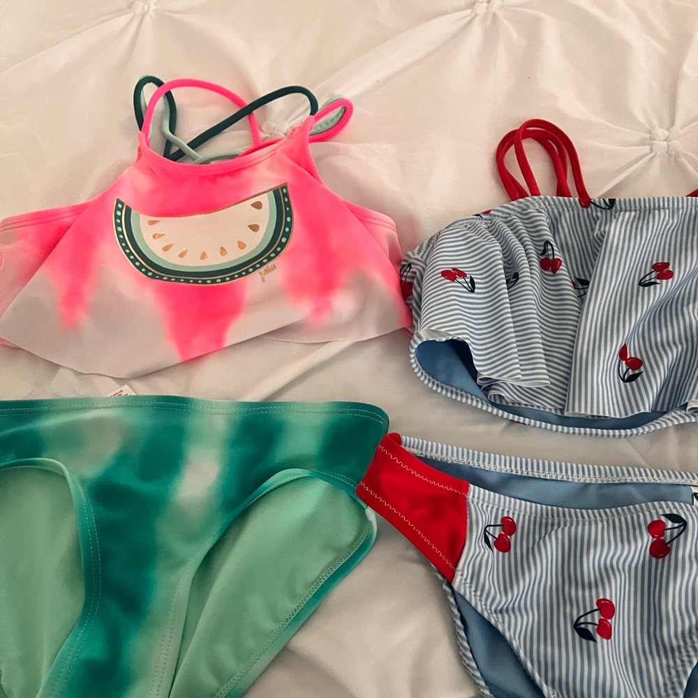 Lot of girls two piece swimsuits size 7 and 8